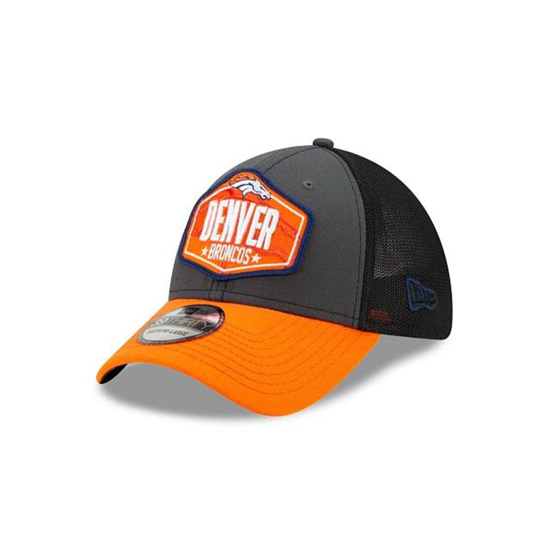 NFL Denver Broncos Draft 39Thirty Stretch Fit (AFR4072) - Grey New Era Caps